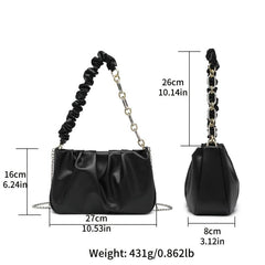 Minimalist Ruched Shoulder Purse Chain Strap Women