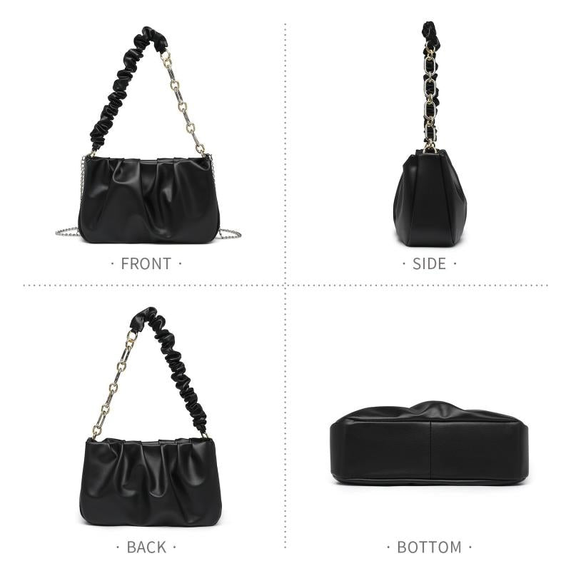 Minimalist Ruched Shoulder Purse Chain Strap Women