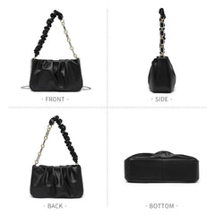 Minimalist Ruched Shoulder Purse Chain Strap Women