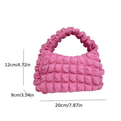 Solid Ruched Satchel Bag for Women's Storage
