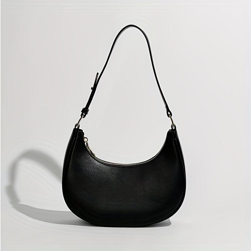 Minimalist Solid Baguette Bag Zipper Underarm Bag