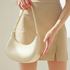Minimalist Solid Baguette Bag Zipper Underarm Bag