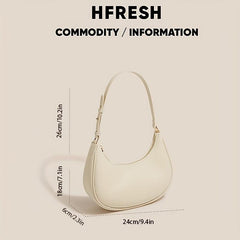 Minimalist Solid Baguette Bag Zipper Underarm Bag