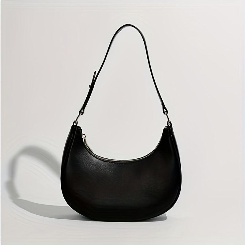 Minimalist Solid Baguette Bag Zipper Underarm Bag