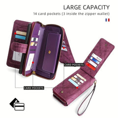 Large Capacity PU Leather Card Storage Bag & Organizer