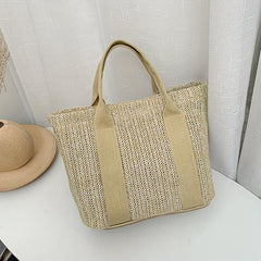 Boho Style Straw Woven Tote Bag Small Braided Shoulder Bag