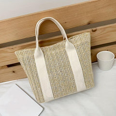 Boho Style Straw Woven Tote Bag Small Braided Shoulder Bag
