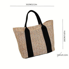 Boho Style Straw Woven Tote Bag Small Braided Shoulder Bag