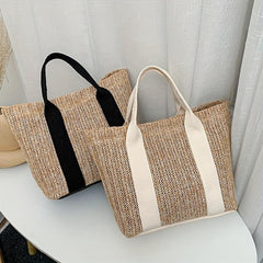 Boho Style Straw Woven Tote Bag Small Braided Shoulder Bag