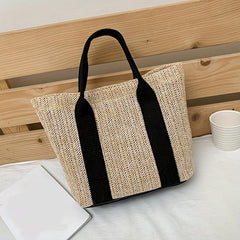 Boho Style Straw Woven Tote Bag Small Braided Shoulder Bag