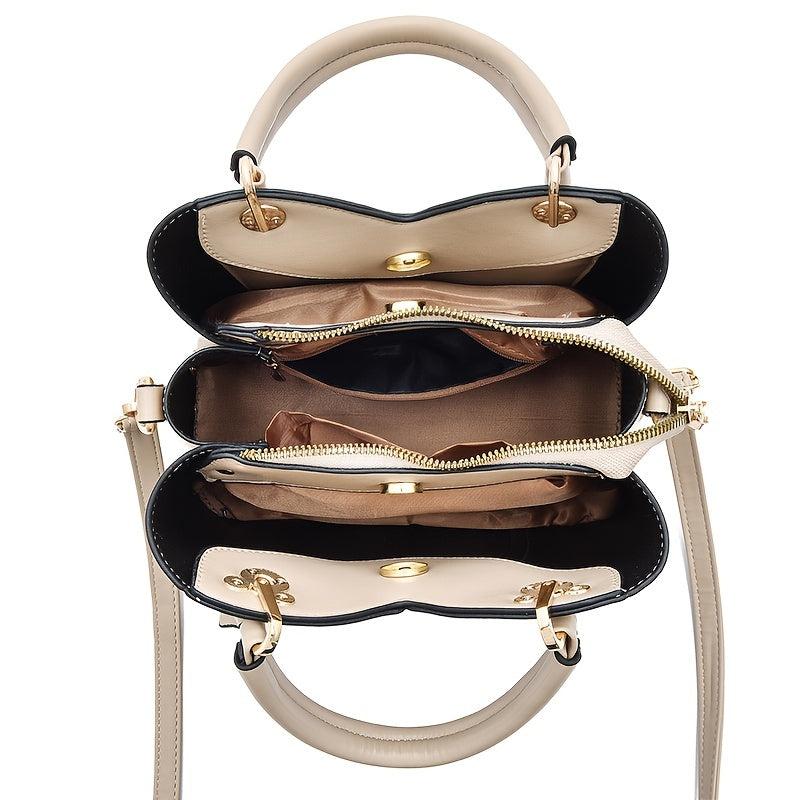 Solid Shoulder Bag with Cherry Pendant