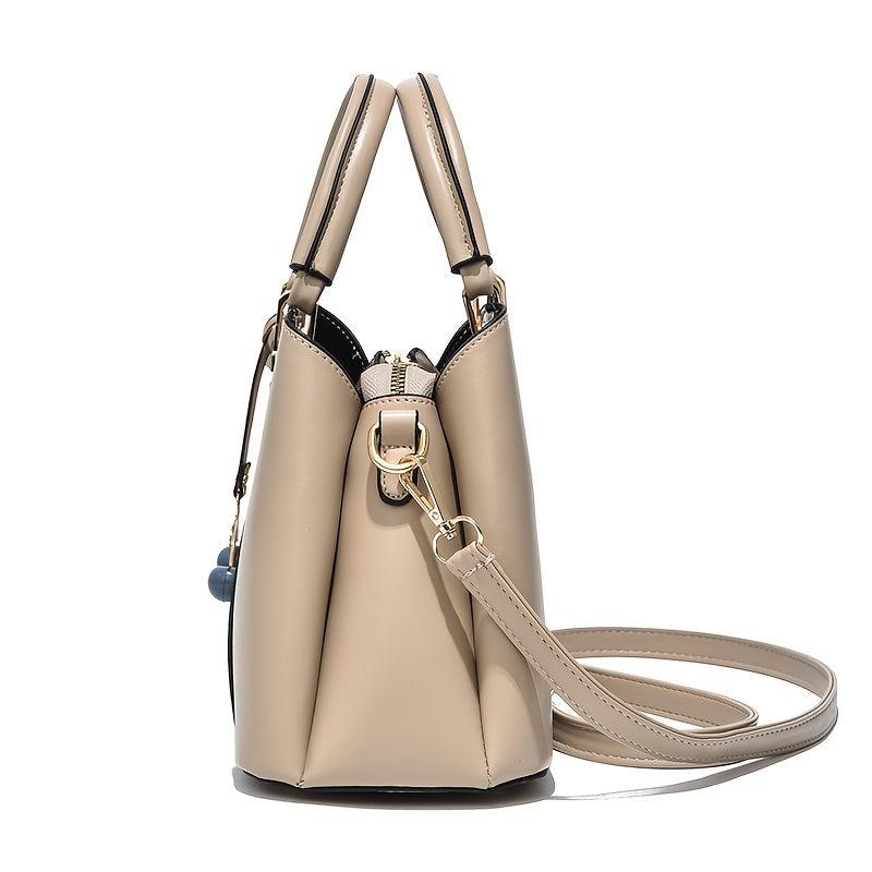 Solid Shoulder Bag with Cherry Pendant