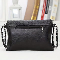 Gothic Ghost Head Metal Chain Crossbody Bag PVC Textured Bag