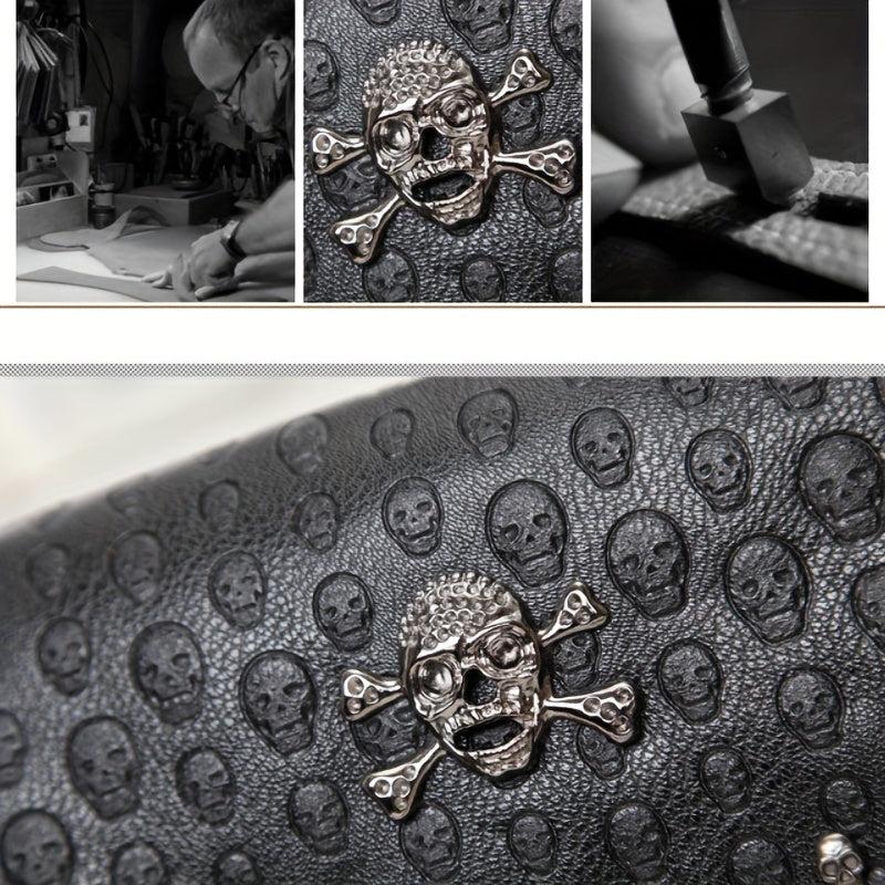 Gothic Ghost Head Metal Chain Crossbody Bag PVC Textured Bag