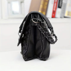Gothic Ghost Head Metal Chain Crossbody Bag PVC Textured Bag