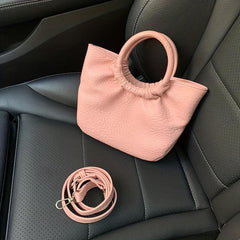 Solid Satchel Bag With Round Top Handles for Work