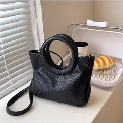 Solid Satchel Bag With Round Top Handles for Work