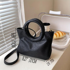 Solid Satchel Bag With Round Top Handles for Work