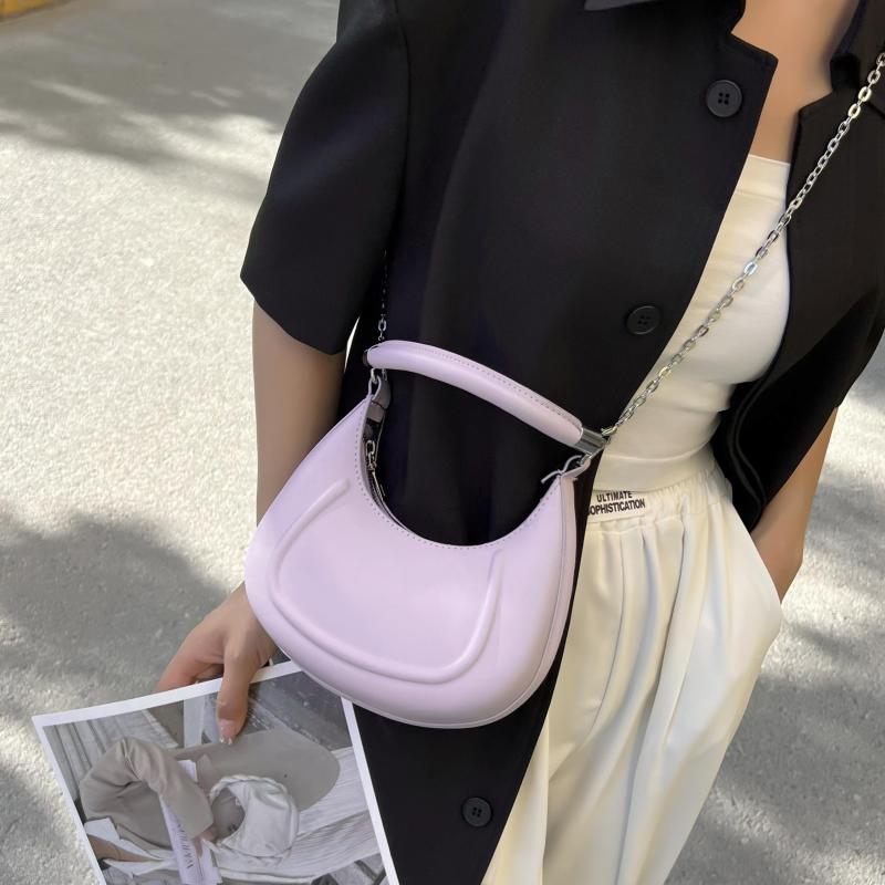 Embossed Hobo Chain Crossbody Bag Women's PU Leather Handbag