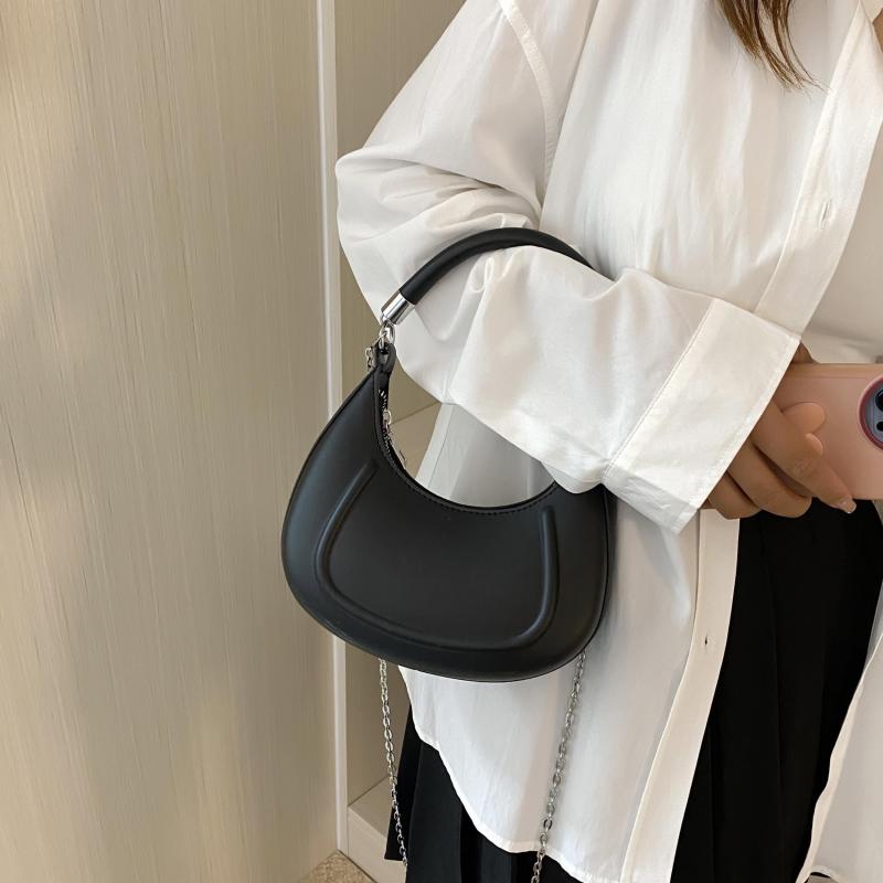 Embossed Hobo Chain Crossbody Bag Women's PU Leather Handbag
