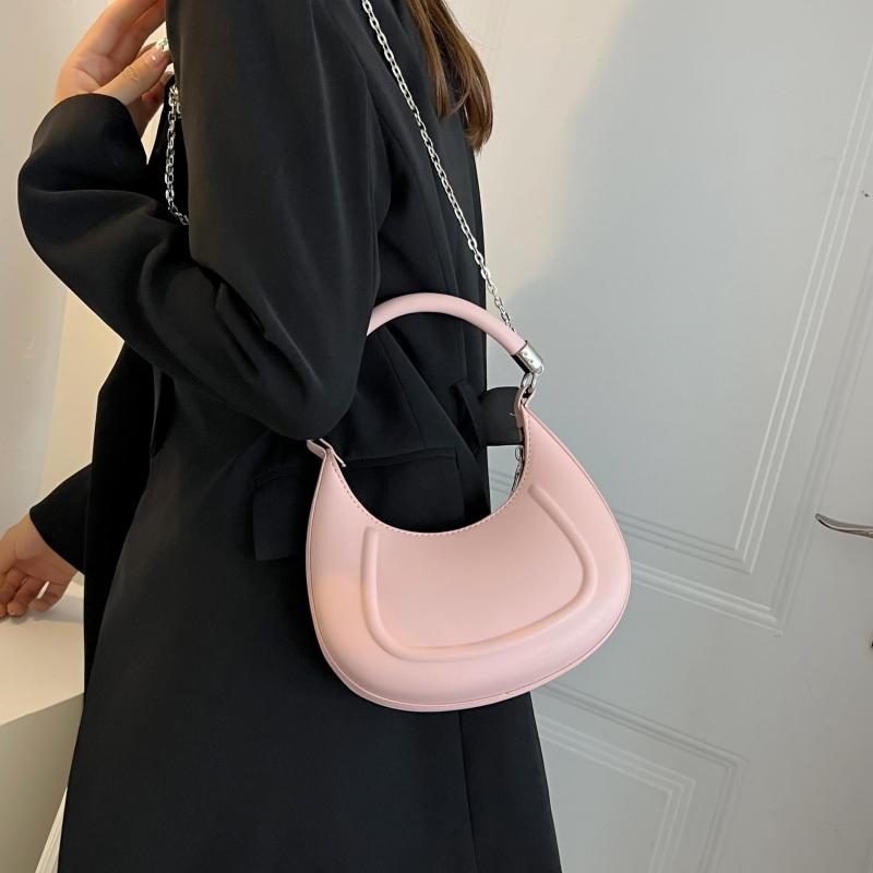 Embossed Hobo Chain Crossbody Bag Women's PU Leather Handbag