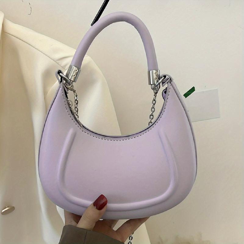 Embossed Hobo Chain Crossbody Bag Women's PU Leather Handbag