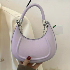 Embossed Hobo Chain Crossbody Bag Women's PU Leather Handbag