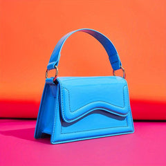 Solid PU Leather Crossbody Bag Top Handle Flap Purse