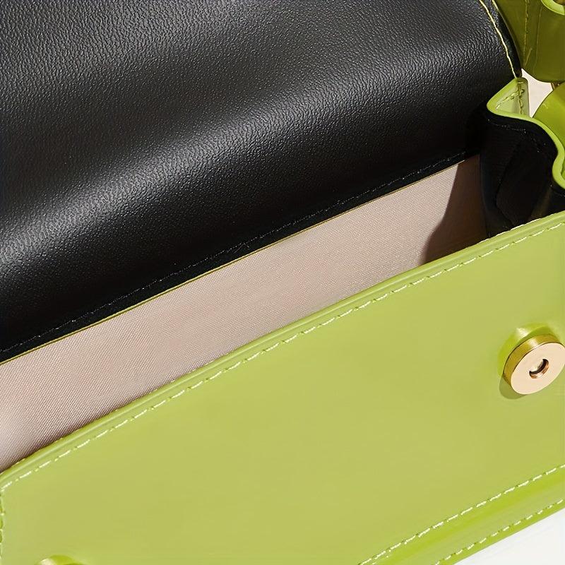 Solid PU Leather Crossbody Bag Top Handle Flap Purse