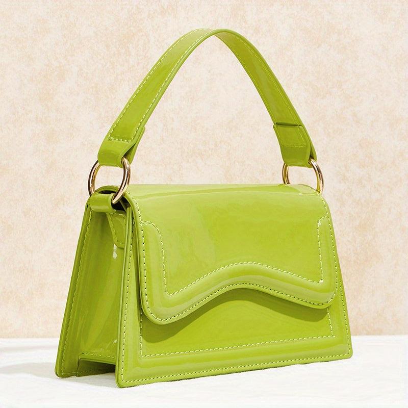 Solid PU Leather Crossbody Bag Top Handle Flap Purse