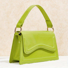 Solid PU Leather Crossbody Bag Top Handle Flap Purse
