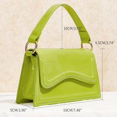 Solid PU Leather Crossbody Bag Top Handle Flap Purse