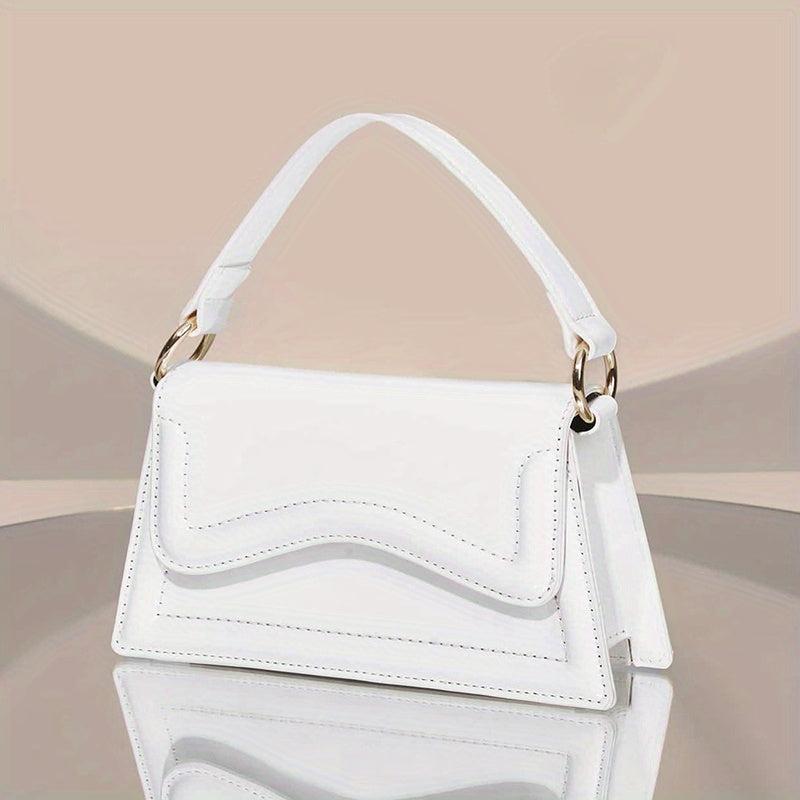 Solid PU Leather Crossbody Bag Top Handle Flap Purse