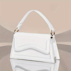 Solid PU Leather Crossbody Bag Top Handle Flap Purse
