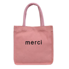 Letter Print Canvas Square Bag Big Capacity Casual Handbag