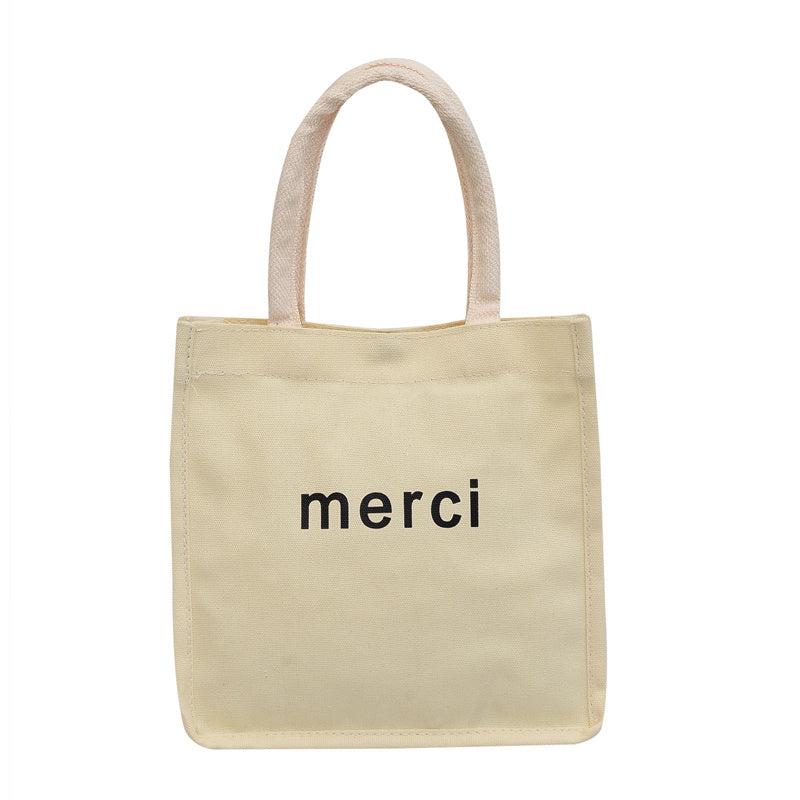 Letter Print Canvas Square Bag Big Capacity Casual Handbag
