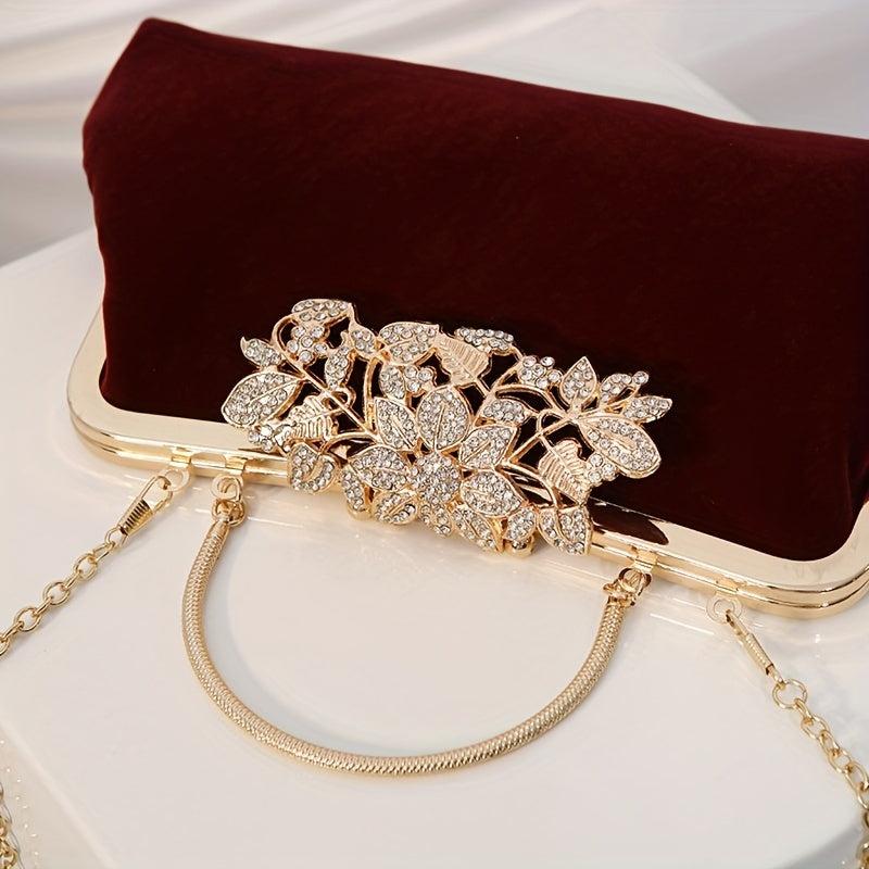 Vintage Beaded Evening Bag with Rhinestone Lock