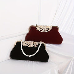 Vintage Beaded Evening Bag with Rhinestone Lock