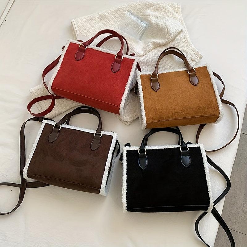 Vintage Square Crossbody Bag Solid Satchel All Match Handbag