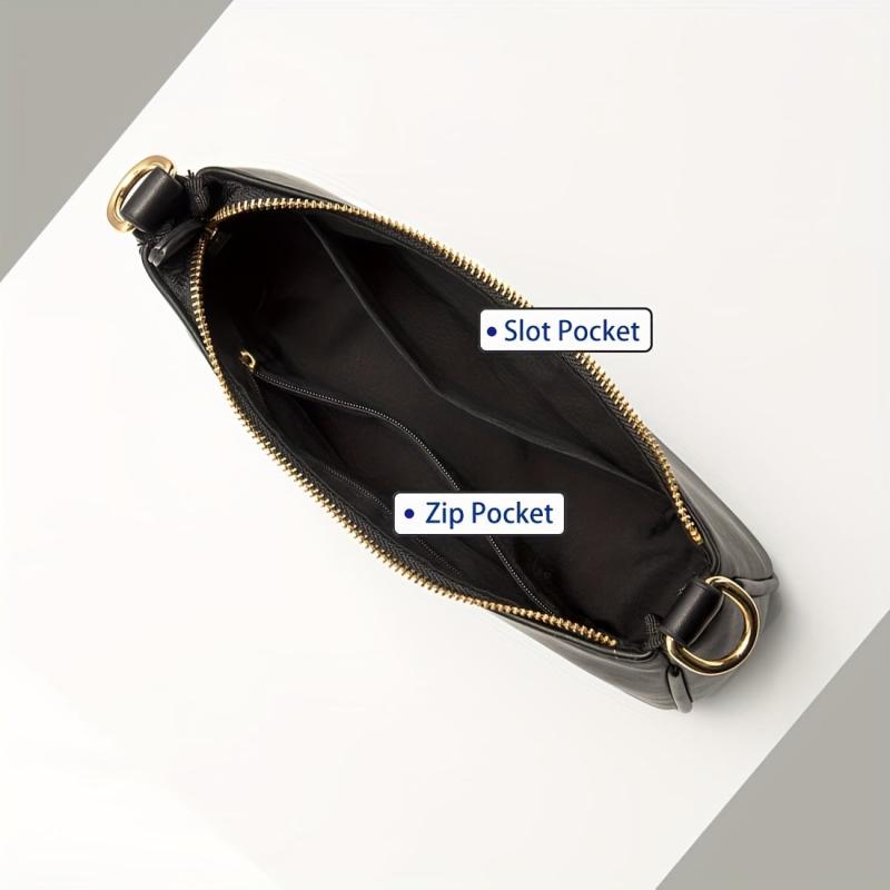 Metal Chain Underarm Bag PU Leather Crossbody Bag Purse