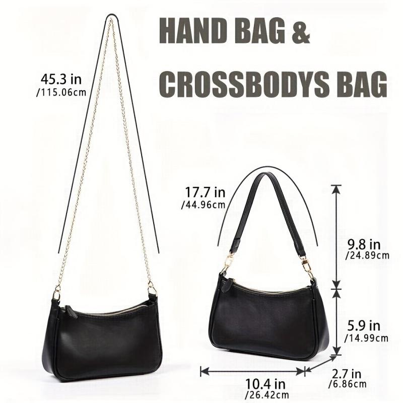 Metal Chain Underarm Bag PU Leather Crossbody Bag Purse