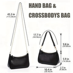 Metal Chain Underarm Bag PU Leather Crossbody Bag Purse