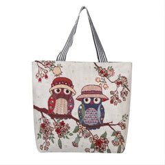 Ethnic Style Owl Embroidery Canvas Tote Bag Handbag