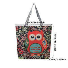 Ethnic Style Owl Embroidery Canvas Tote Bag Handbag