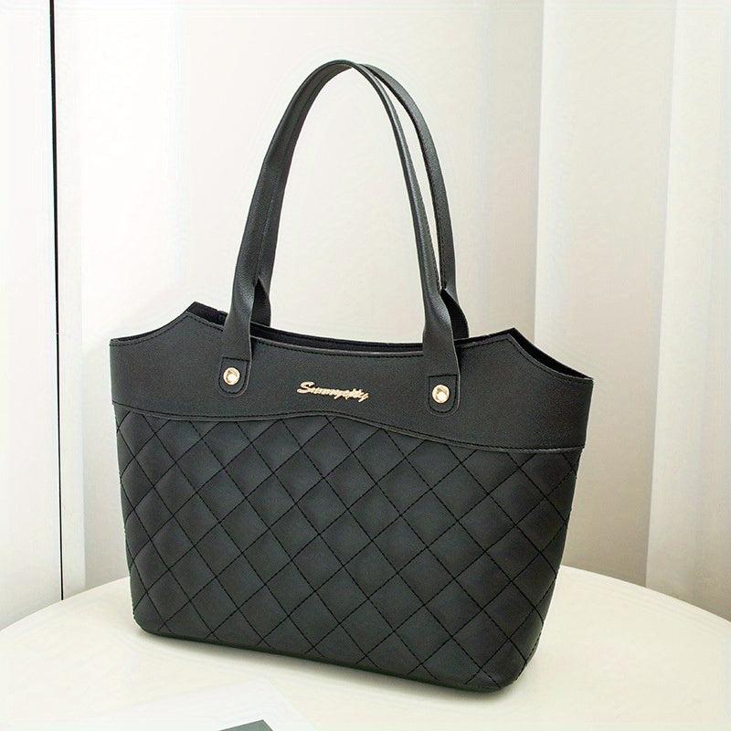 Minimalist Shoulder Bag Argyle Pattern Quilted Handbag Classic for Women