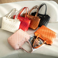 Minimalist Shoulder Bag Argyle Pattern Quilted Handbag Classic for Women