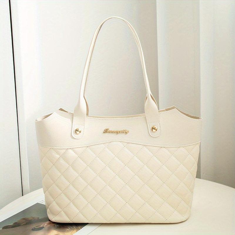 Minimalist Shoulder Bag Argyle Pattern Quilted Handbag Classic for Women