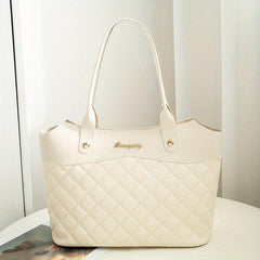 Minimalist Shoulder Bag Argyle Pattern Quilted Handbag Classic for Women