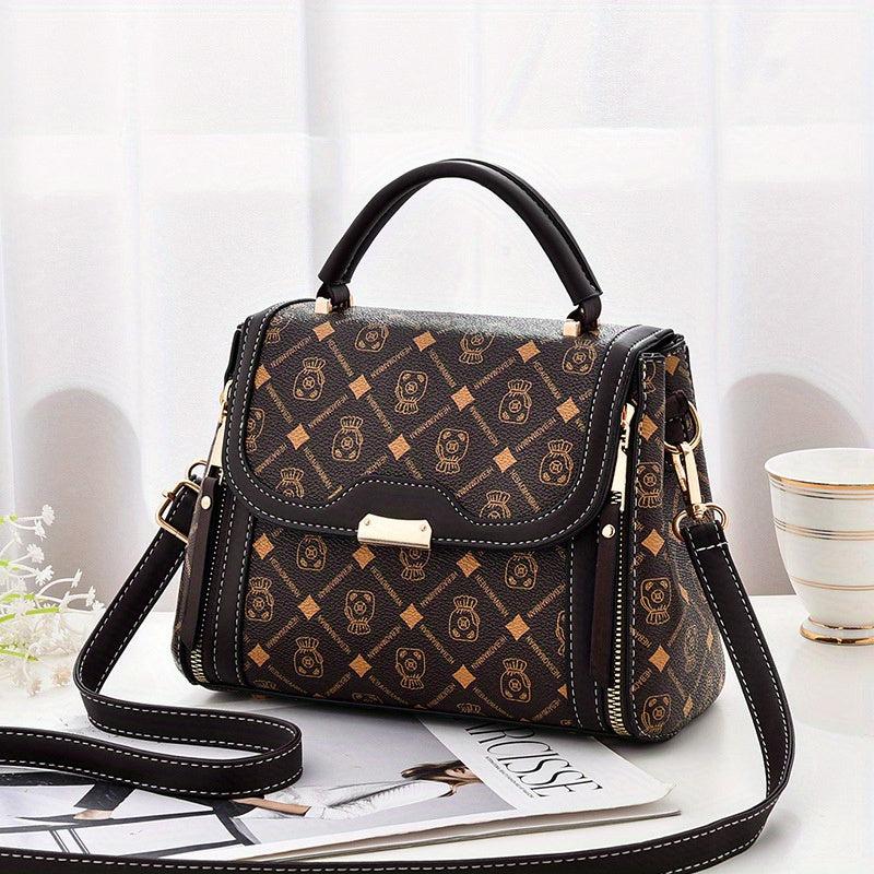 Contrast Crossbody Bag Top Handle Square Purse
