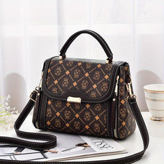Contrast Crossbody Bag Top Handle Square Purse